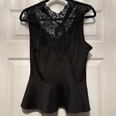 VTG Charlotte Russe Black Peopum Top With Black La