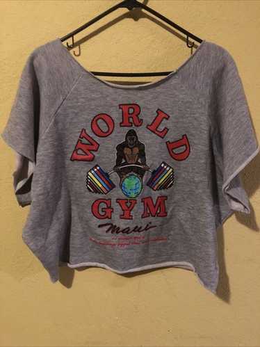 貴重 WORLD GYM 変形 立体プリント反転デザイン ヴィンテージスウェット 貴重 WORLD GYM 変形 立体プリント反転デザイン ヴィンテージ