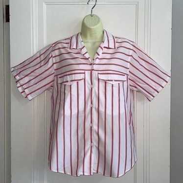 Vtg 80s/90s Picket and Post white & red striped ov