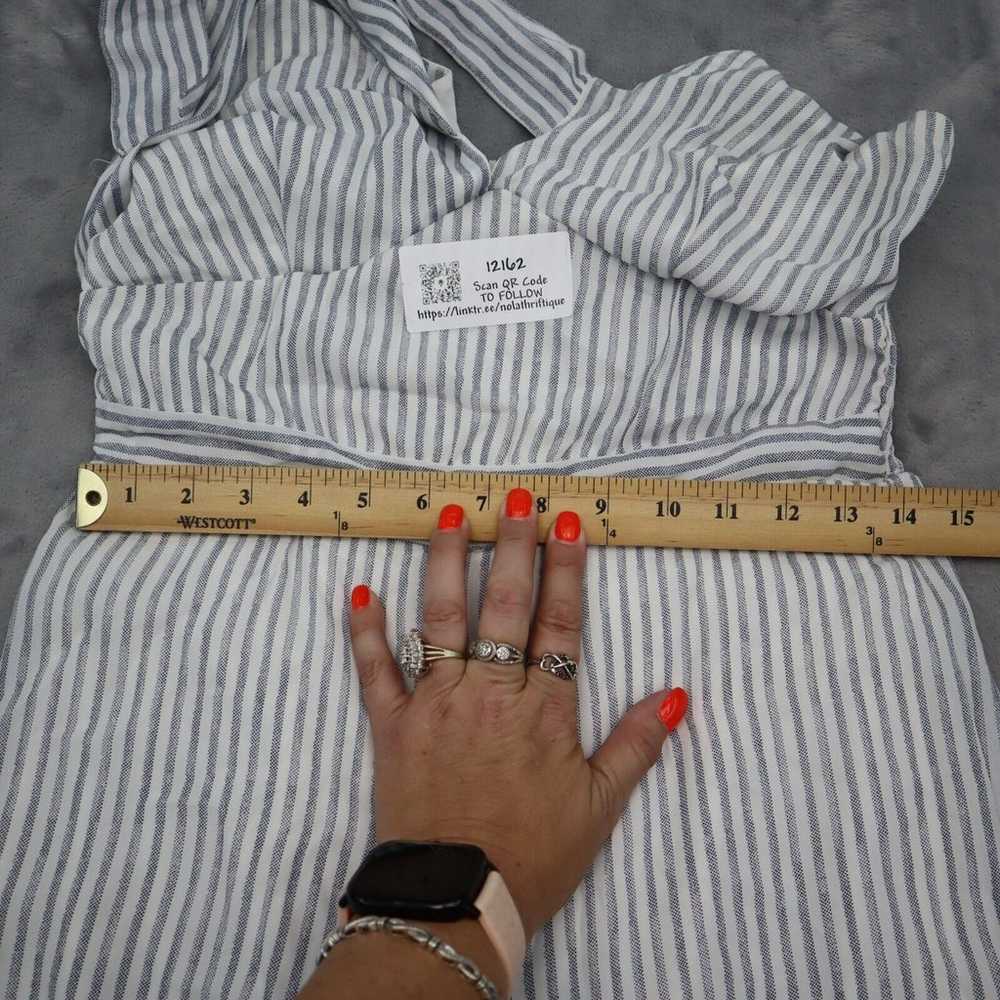 Japna Jumpsuit Womens M Gray White Stripes Vneck … - image 4