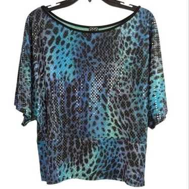 Clara Sun Woo blue & green animal leopard sequin b