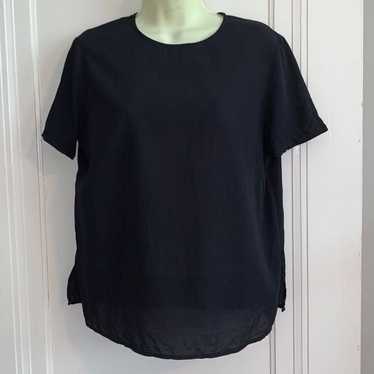 Vtg Episode black silk short sleeved blouse