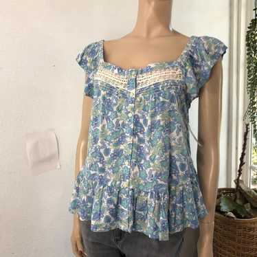 Lucky brand boho blouse floral print size:XS