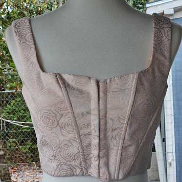 Pink Rose Gold Floral Corset Top Small