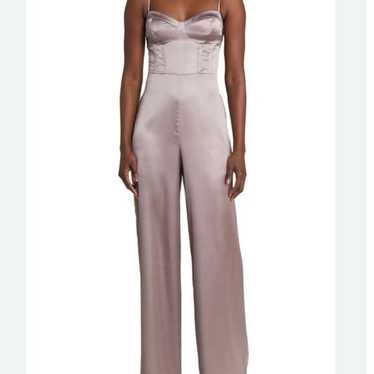 ASTR the Label Satin Bustier Jumpsuit Pewter