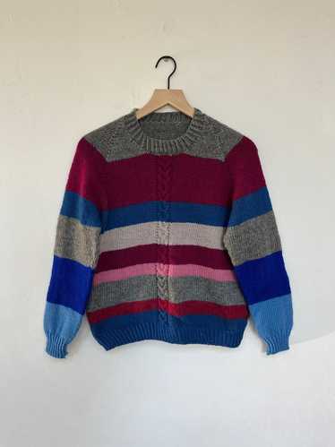 Vintage Hand Knit Striped Sweater (S) | Used,…