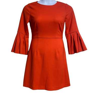 THML Vermillion red orange 3/4 pleated bell sleeve