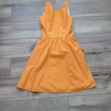 Lauren James Orange Seersucker Dress