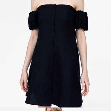 Zara Off The Shoulder Button Down Dress