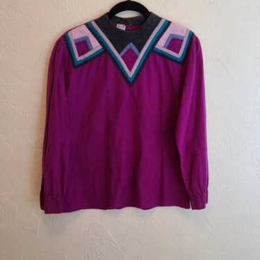 Vintage Geeta Indian Cotton Geometric Blouse M