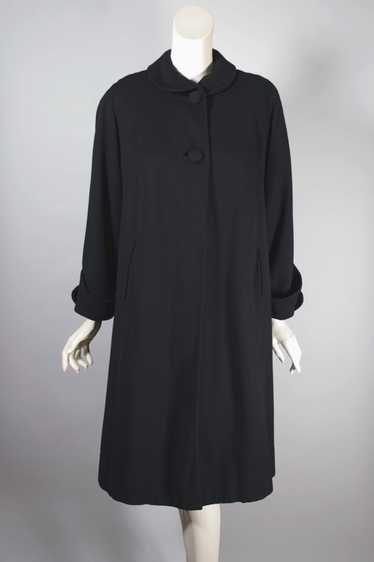 Swingy black wool 1950s womens coat S-M blanket li