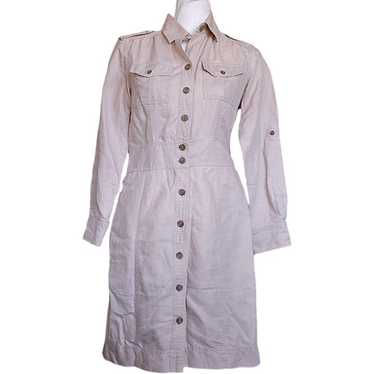 Banana Republic 4 Khaki Utility Shirt Dress Roll T