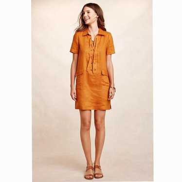 Anthropologie Maeve Lace-up Linen Dress