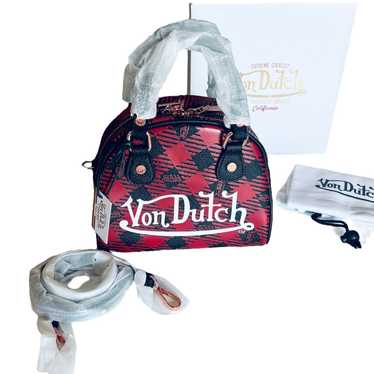 Von Dutch NEW Von Dutch Red & Black Plaid HANDBAG 