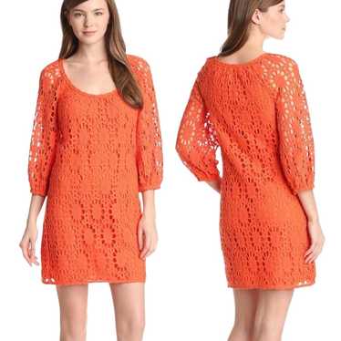 Trina Turk Orange Wakeboard Dress Mini Scoop Neck 