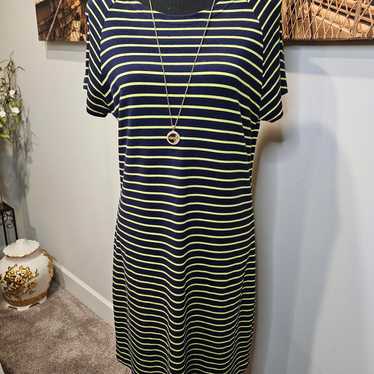 Sail to Sable Navy and Yellow Striped Dress with Z