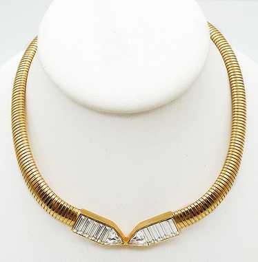 Monet Rhinestone Baguette Omega Chain Necklace