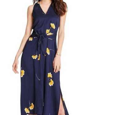 Ann Taylor Floral Print Tie Front Midi Dress