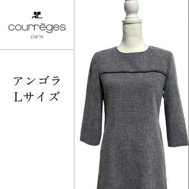 Courrèges L size angora dress monochrome wool