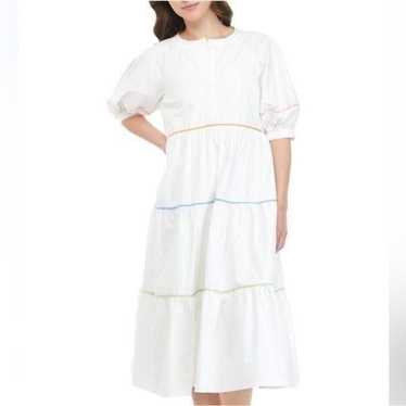 English Factory White Puff Sleeve Midi Dress | Siz