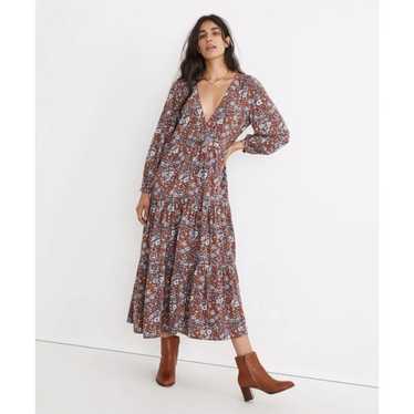 Madewell Challis Wrap Tiered Floral Midi Dress Woo