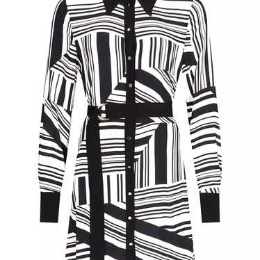 NWOT Karen Millen Black White Striped Belted Colla