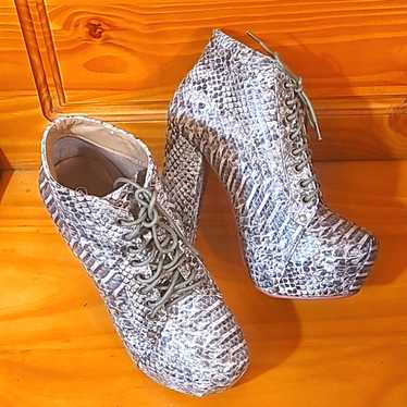 Embossed Python Print Platform Booties - image 1