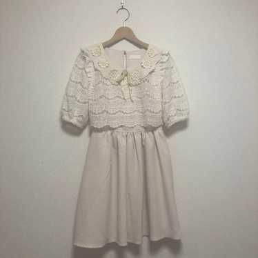 LIZ LISA Lace Flower Collar Ribbon Dress Flare Sho