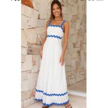 New Petal + Pup Yana Maxi Dress White and Blue