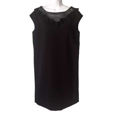 Max Mara Sheer and Ruffle Neckline Sleeveless Dres