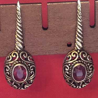 Vintage Bali Legacy Ruby Sterling Silver Earrings