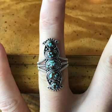 Matrix Blue Turquoise Sterling Silver Ring