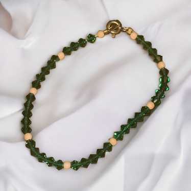 Vintage green faceted bead bracelet