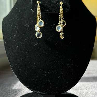 Vintage Faceted Clear Crystal Dangle Gold Tone Ear