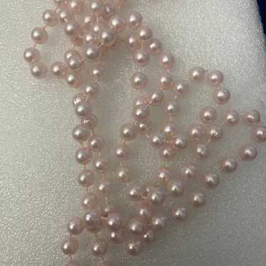 Faux Pink Pearl Necklace