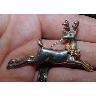 Vintage Silver Reindeer Brooch