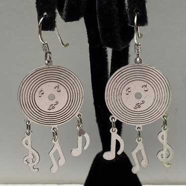 Vintage Art Deco Sterling Silver Music Earrings