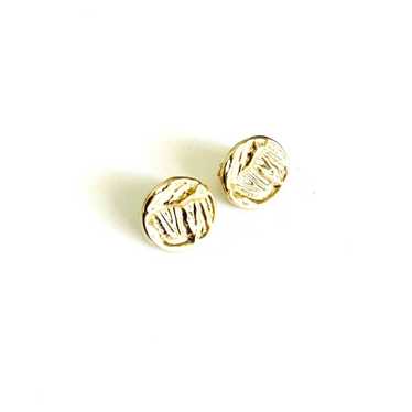 Vtg Gold Tone Round Clip On Earrings