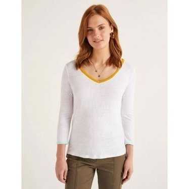 Boden Cornelia Linen V-Neck Tee