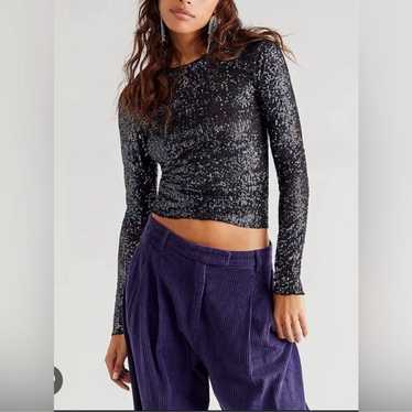 Free People Sequin Long Sleeve Top