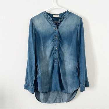 Bella Dahl Anthropologie Chambray Blue Top Size Sm