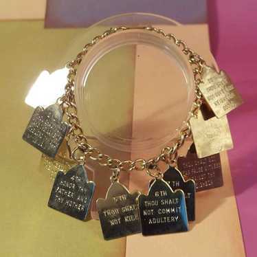 Vintage Gold-Toned 10 Commandments Charm Bracelet