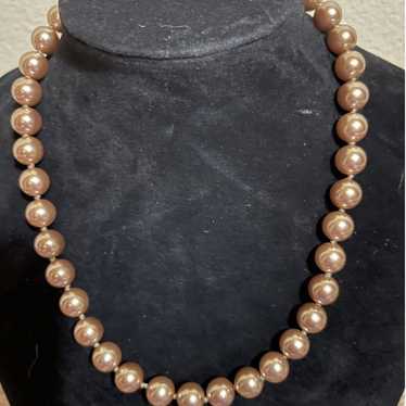 Vintage Champagne Faux Pearls Marked RMN 19 Inch