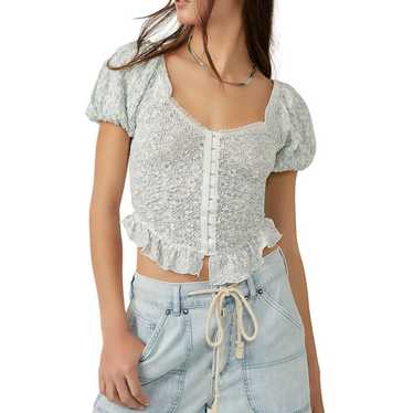 NWOT Free People Oh Baby Cropped ruffled sleeves t