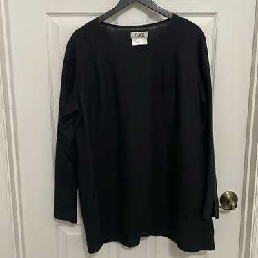 FLAX women’s Black Linen long sleeve Tunic Top