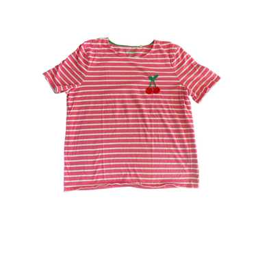 Boden Boden Pink and White Striped Tee w Cherry Em