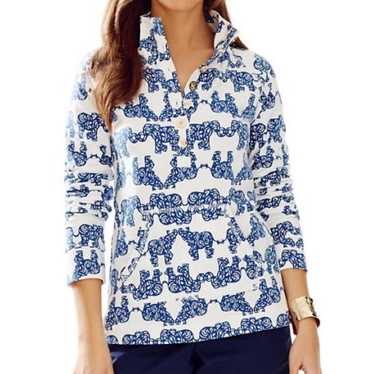 Lilly Pulitzer elephant print popover sweatshirt