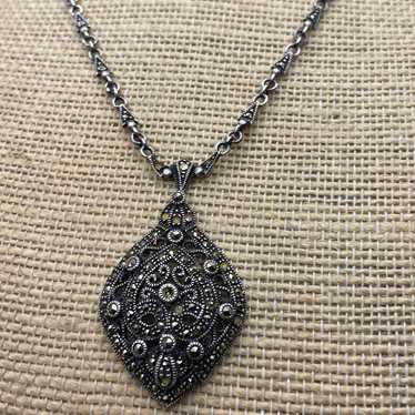 Sterling Silver and Marcasite Pendant Necklace