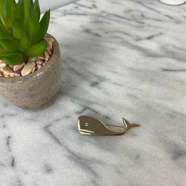 Vintage Light Gold Midcentry Whale Brooch Pin Moby