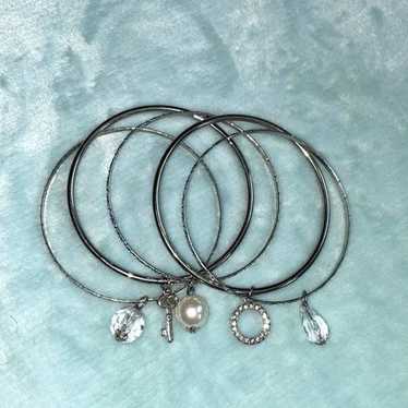 Vintage set of 5 silver charm bracelets